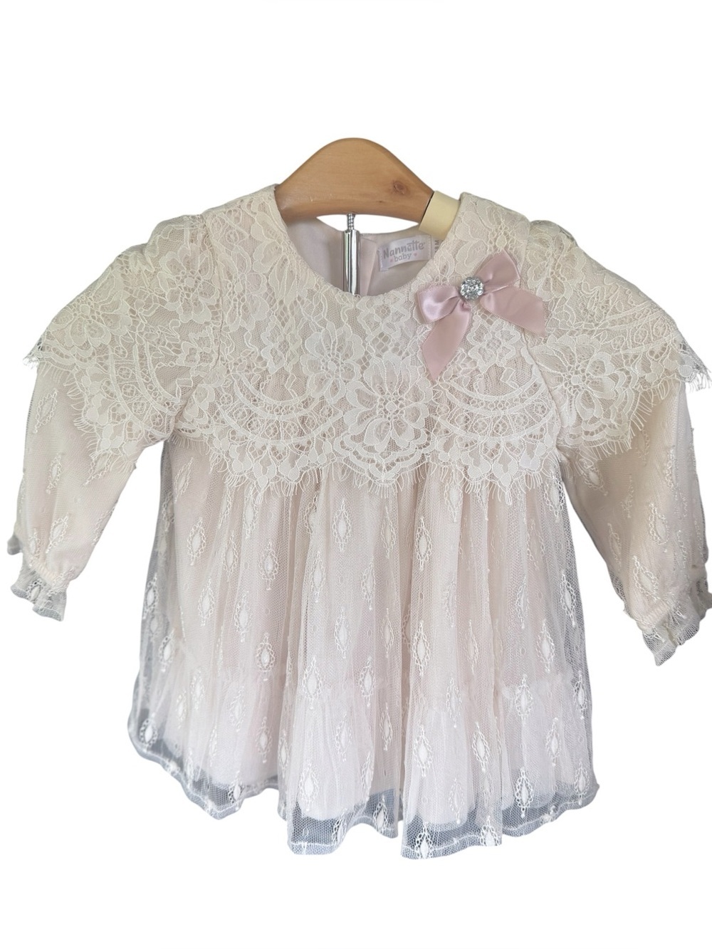 Nanette Baby Ivory Lace Dress Flower Girl Baptism Easter 6–9M